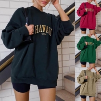 Casual Style Long Sleeve Round Neck Letters Printed Loose Sweatshirt