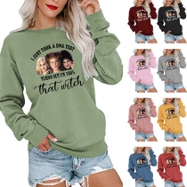 Casual Style Long Sleeve Round Neck Witch Printed All Saints' Day Sweatshirt