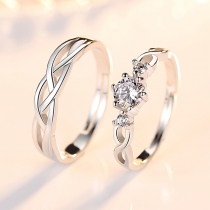 Fashion Rhinestone Inlaid Peach Knot Couple Ring