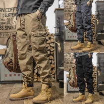 Casual Style Solid Color Side-pocket Man's Pants