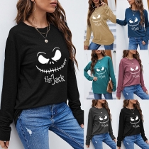 Casual Style Long Sleeve Round Neck Cartoon Printed T-shirt