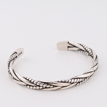 Simple Style Silver-tone Twisted Bracelet