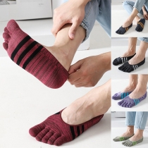 Retro Style Contrast Color Stripe Spliced Separate-toe Ankle Socks for Man