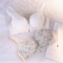 Sexy Solid Color Lace Spliced Wireless Push-up Underwear Bra