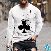 Fashion Long Sleeve V-neck Printed T-shirt for Man