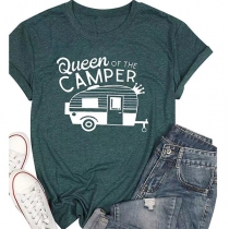 Casual Style Short Sleeve Round Neck Letters Printed Loose T-shirt