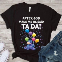 Cute Style Letters Balloon Printed Short Sleeve Round Neck T-shirt