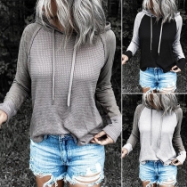 Casual Style Long Sleeve Hooded Contrast Color Sweatshirt