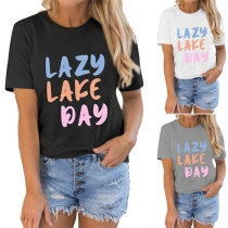 Casual Style Short Sleeve Round Neck Letters Printed T-shirt