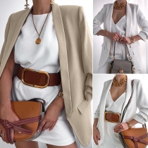OL Style Long Sleeve Solid Color Blazer Coat