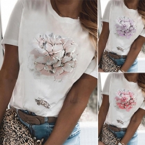 Casual Style Short Sleeve Round Neck Printed T-shirt