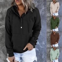 Casual Style Long Sleeve Hooded Loose Sweatshirt