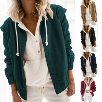 Simple Style Long Sleeve Solid Color Corduroy Coat