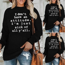 Casual Style Short Sleeve Round Neck Letters Printed Loose Sweatshirt