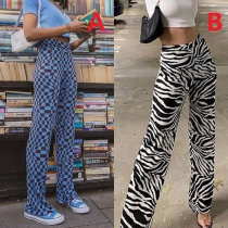 Fashion High Waist Colorful Printed Flared Pants