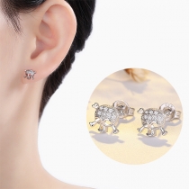 Fashion Rhinestone Inlaid Skull Head Shaped Stud Earrings