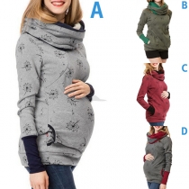 Fashion Long Sleeve Neckerchief Collar Multifunctional Printed Sweatshirt