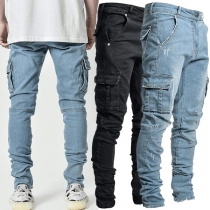Fashion Middle Waist Side-pocket Man's Jeans