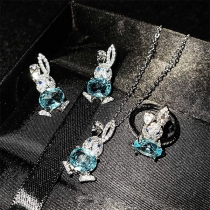 Cute Style Rhinestone Rabbit Shape Ring/Stud Earrings/Pendant