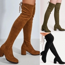 Fashion Thick High Heel Round Toe Over-the-knee Boots