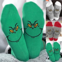 Cute Green Monster Pattern Socks