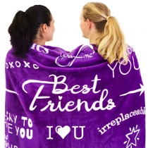 Letters Printed Best Friends Flannel Blanket Fleece Blanket