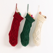Hot Sale Solid Color Knit Christmas Socks Candy Bag