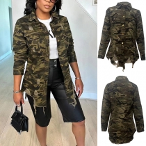 Fashion Long Sleeve POLO Collar Camouflage Printed Thin Shirt Jacket