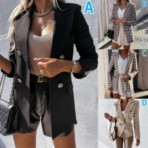 OL Style Long Sleeve Notched Lapel Slim Fit Blazer Coat