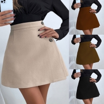 Fashion Solid Color High Waist A-line Skirt