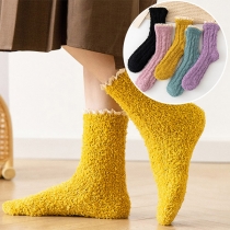 Fashion Solid Color Coral Fleece Socks