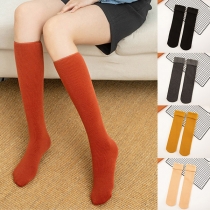 Simple Style Solid Color Knee-length Socks