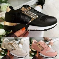 Fashion Contrast Color Flat Heel Round Toe Lace-up Sneakers Sports Shoes