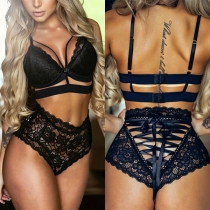 Sexy High Waist See-through Underwear Lingerie Set