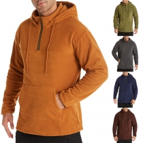 Fashion Solid Color Long Sleeve Hooded Man's Sweatshirt