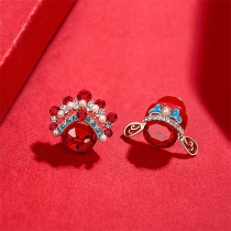 Chinese Style Peking Opera Shape Rhinestone Inlaid Stud Earrings