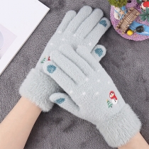 Cute Contrast Color Cartoon Pattern Knit Telefingers Gloves