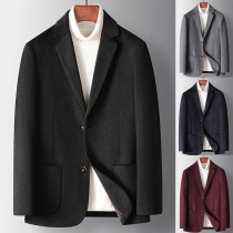 Business Style Long Sleeve Solid Color Slim Fit Man's Suit Coat
