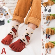 Cute Contrast Color Cartoon Pattern Breathable Toe Socks