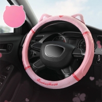 Cute Cat's Ear Shape PU Leather Spliced Universal Steering-Wheel Covers