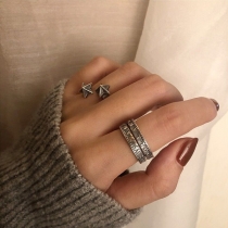 Retro Style Letters Engraved Open Ring