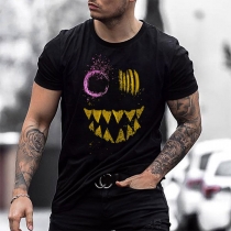 Casual Style Long Sleeve Round Neck Printed Man's T-shirt