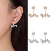 Fashion Rhinestone Inlaid Star Stud Earrings