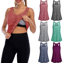 Fashion Solid Color Sleeveless Round Neck Breathable Sports Tank Top