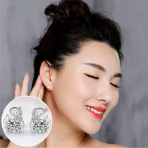 Fashion Rhinestone Inlaid Swan Shape Stud Earrings