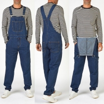 Casual Style High Waist Loose Denim Overalls for Man