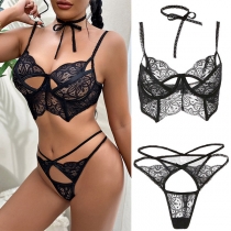 Sexy Hollow Out Lace Lingerie Set with Choker Necklace