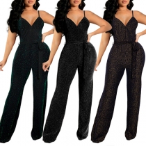 Sexy Backless V-neck High Waist Sling Jumpsuit