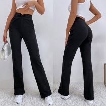 Fashion Solid Color High Waist Flared Pants