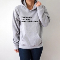 Casual Style Letters Printed Long Sleeve Hooded Sweatshirt